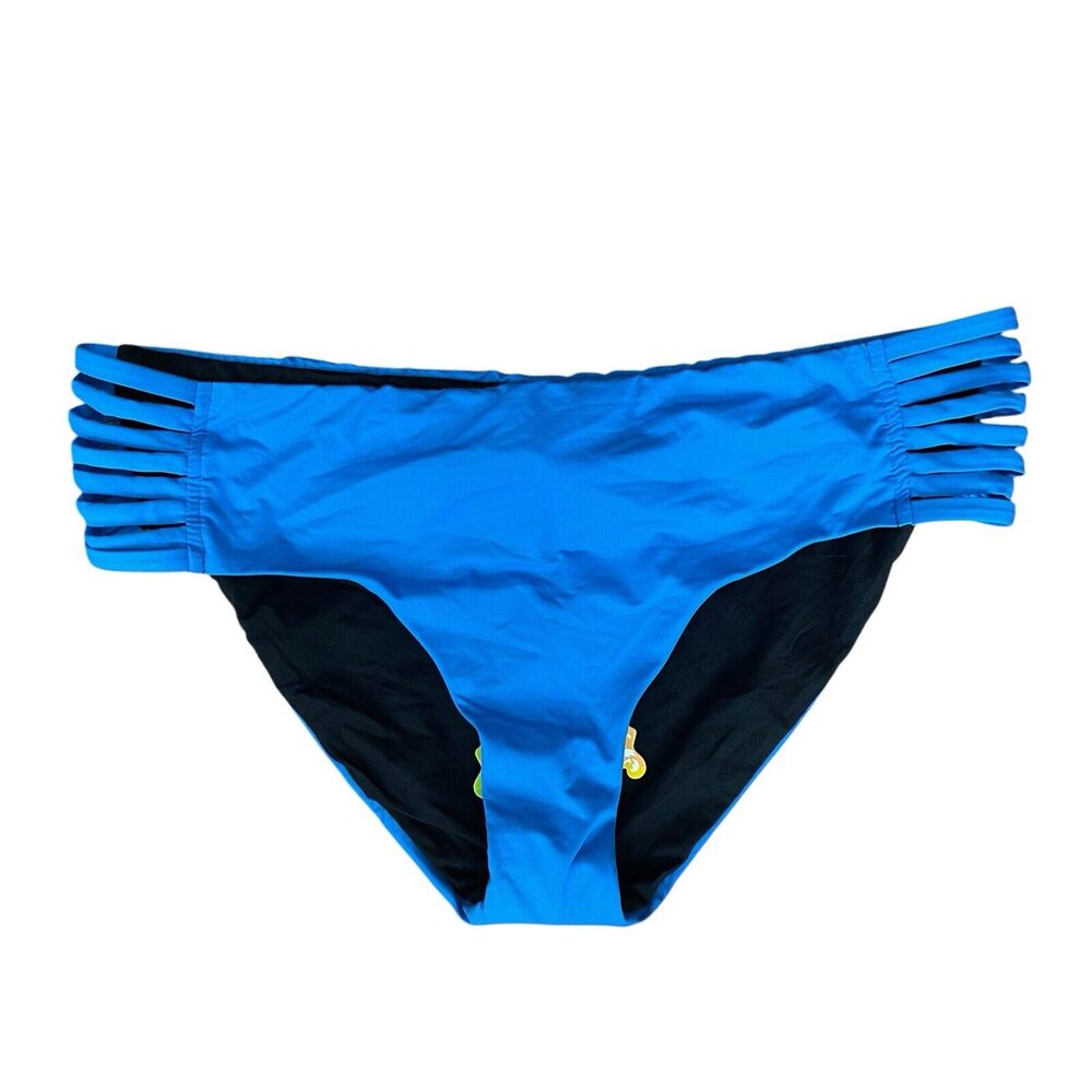 BECCA Plus 1X Hipster Bikini Bottom Blue NWT Strappy Swimwear Solid